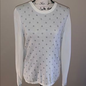 Tommy Hilfiger White and Gray Polka Dot Sweater